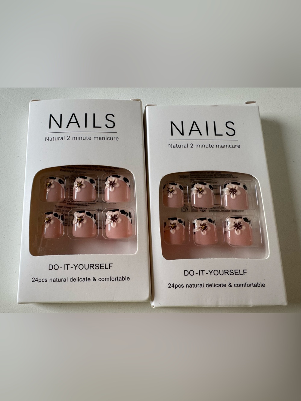 SHEIN Pink Floral Press-On Nails